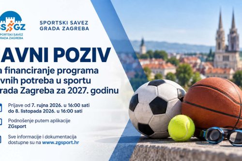Objavljen Javni poziv za financiranje programa javnih potreba u sportu Grada Zagreba za 2027. godinu